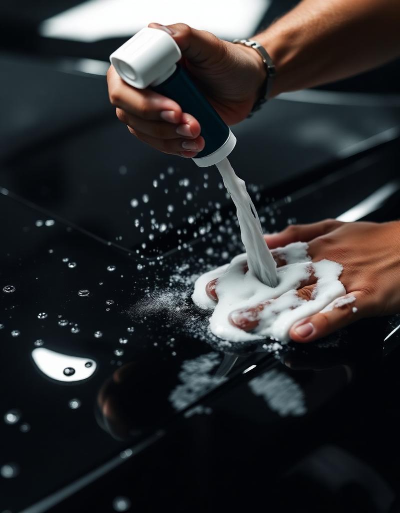 Foam wash on glossy black paint